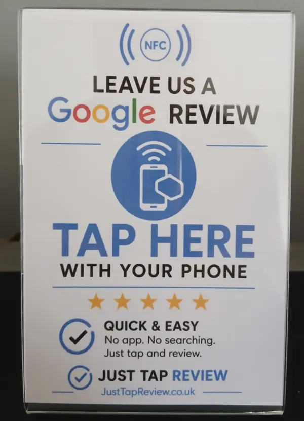 Standard Just Tap Review NFC Google review stand